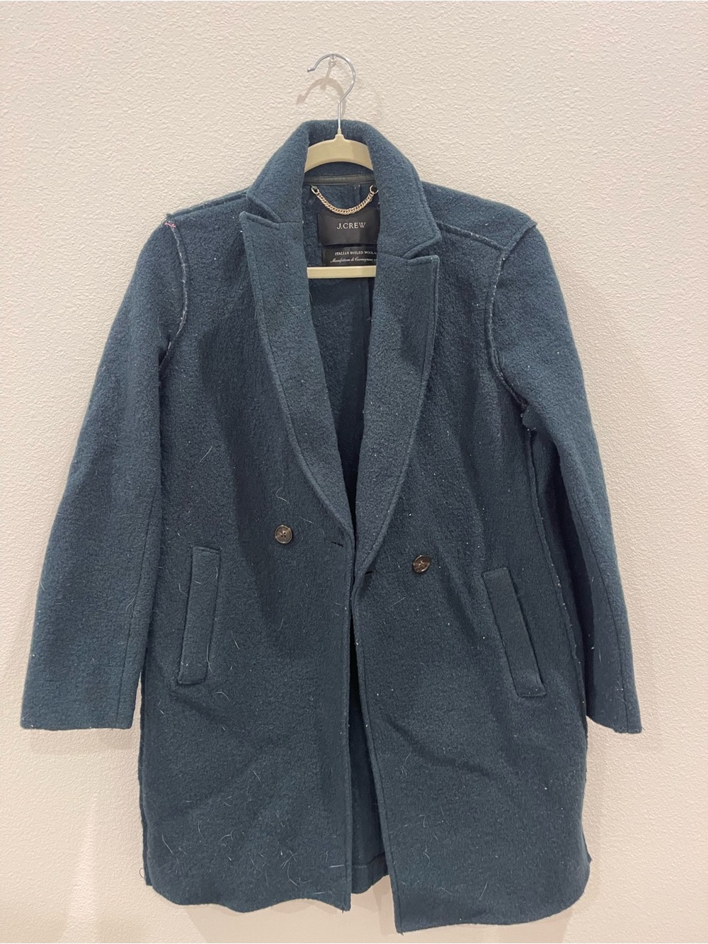 J. Crew Italian Boiled Wool Coat in Slate Blue
